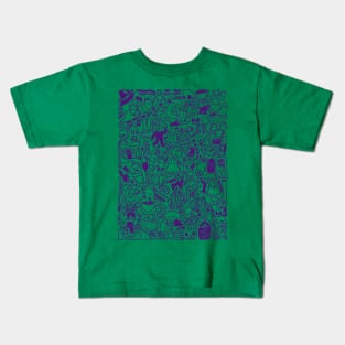 Halloween Doodle (purple) Kids T-Shirt